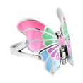 thumbnail image 4 of Exotic Graceful Butterfly Multi-Color Shell Inlay Sterling Silver Ring-9, 4 of 5