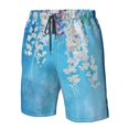 thumbnail image 4 of Balery Hanging Orchids Floral Blue Traje de Baño Estilo Hawaiano para Hombre, Shorts de Secado Rápido con Bolsillos-Small, 4 of 6