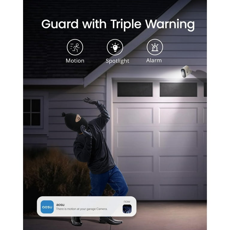 AOSU 5MP Solar Security Cameras Outdoor Wireless, Ultra HD Video