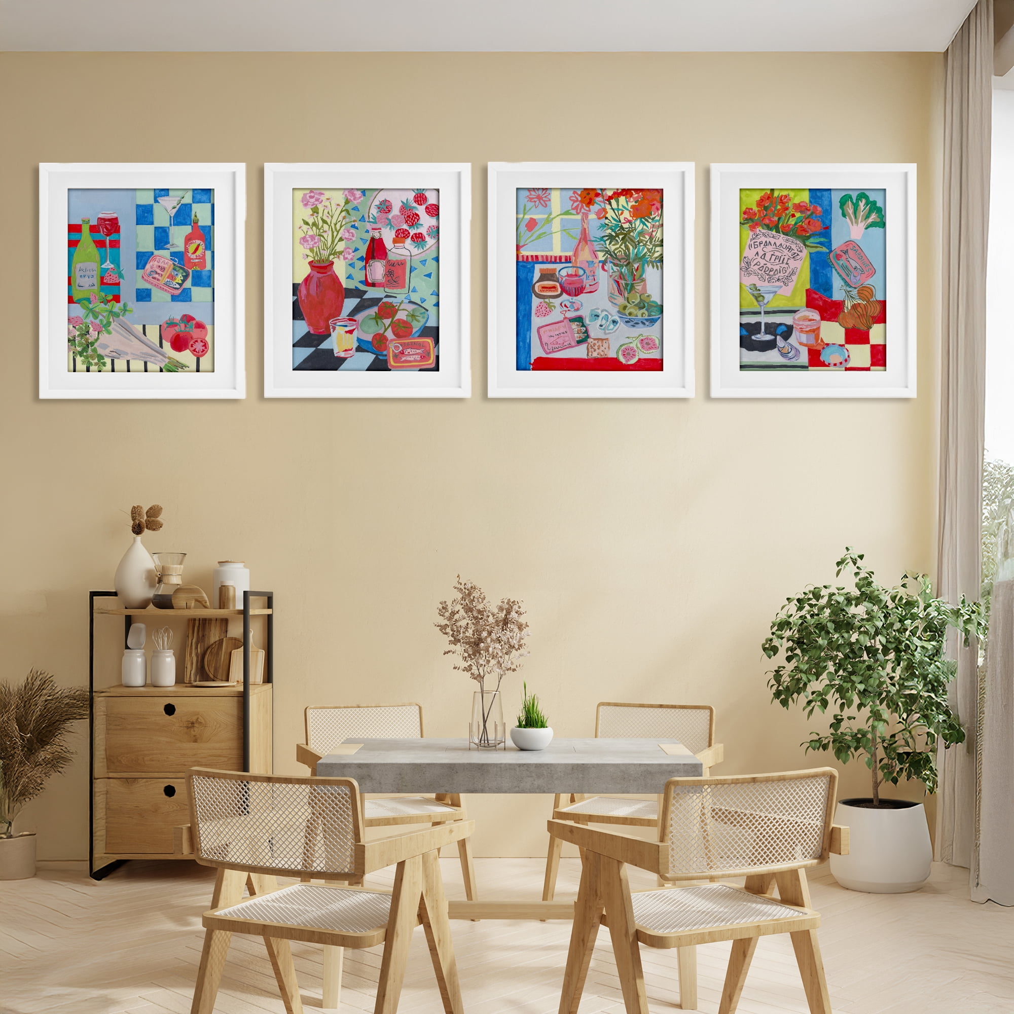 Stupell Industries Kitchen Secrets Still Lifes 4 Piece White Framed Print Under Glass Set, design by Melissa Wang