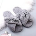 thumbnail image 3 of Birthday Girl and Birthday Squad Slippers - Fluffy Criss Cross Slippers for Girls - Ages 3 to 10 years - Gifts for Girls, Multi-Color X-Small (US 4-5), Birthday Squad with Black Glitter, 3 of 6