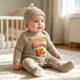 thumbnail image 5 of mgoYE Newborn Baby Boy First Thanksgiving Romper Jumpsuit Outfit Little Turkey Bodysuit with Hat for Infant Boy 0-3 Months, 5 of 5