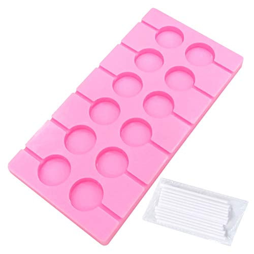 12 Round Shape Silicone Lolli Tray Mould Candy Chocolate Lolly Mold Sticks 