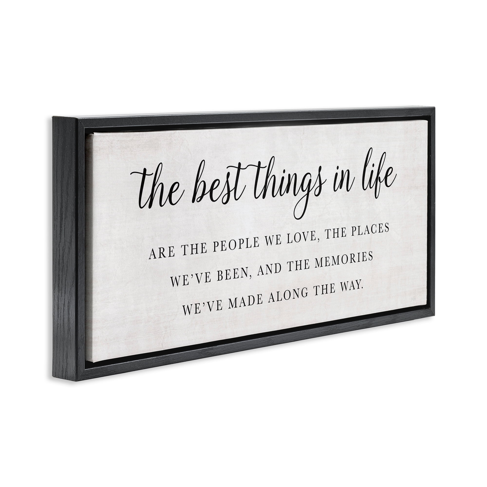 Stupell Industries Best Things In Life Uplifting Black Framed Floater Canvas Wall Art, design by Natalie Carpentieri