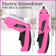 THINKWORK 122-Piece Pink Tool Kit with 3.6V Rotatable Electric Screwdriver-Ladies Home Work Kit