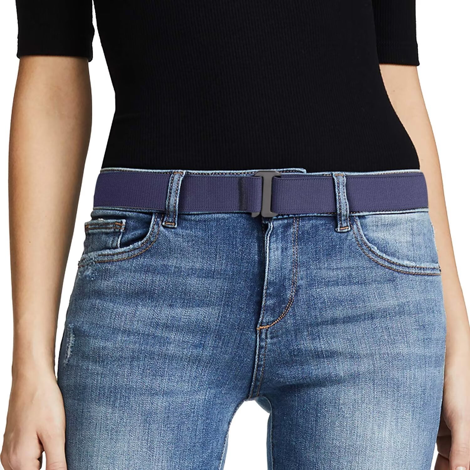 JASGOOD Women Invisible Stretch Belt with Flat Buckle photo 1