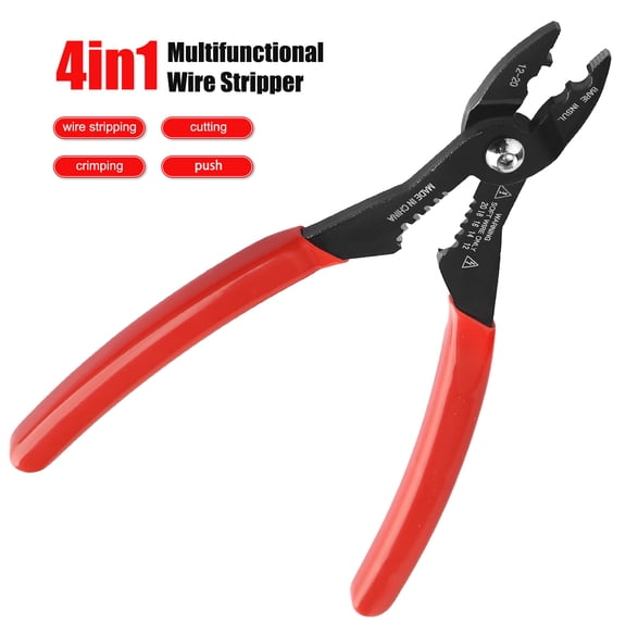 ASKITO 4 in 1 Wire Crimper Stripper, Compact Wire Stripper Multi Purpose Electricians Pliers, Professional Electrical Cable Stripping Crimping Tool 12-20 AWG Wire for Household Industrial, Red