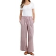 thumbnail image 2 of Pantalones de rayas de tiro alto y pierna ancha de algodón sueltos para mujer INSPIRE CHIC M Rosa, 2 of 6