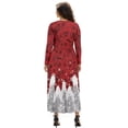 thumbnail image 2 of FKELYI Snowflake Red Rose Flower Print Womens Fall Dress with Pocket Long Sleeve Maxi Dress for Wedding Party Casual Outdoor Cloth V Neck Soft Dresses, M, 2 of 6