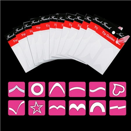 Christmas French Tip Nail Designs 〖Follure〗24Pcs/Set Transfer Stickers 3D Design Nail Art Manicure French Tip Guide Decal ()