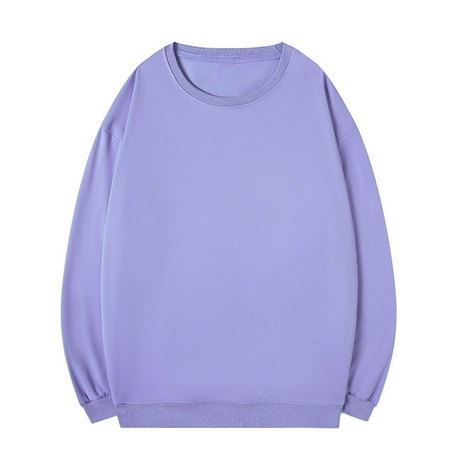 Blusas y camisas de manga larga con cuello redondo para hombre, blusas casuales de color liso, básicas, de cuello redondo, de poliéster.