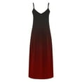 thumbnail image 4 of Blczomt Casual Dresses for Women Maxi Summer A Line V Neck Red Spaghetti Strap Gradient Dress, 4 of 5