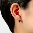 thumbnail image 5 of Marisol & Poppy Paw Print Stud Earrings with Black Crystal Stones in Sterling Silver for Women & Teens, Post Friction Backing, 5 of 5