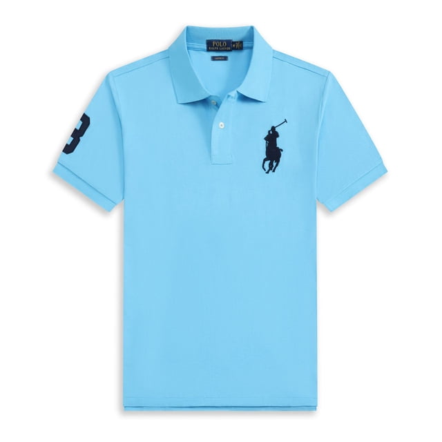 Short Sleeve Polo Shirt Men's Loose Plus Size Lapel Solid Color Cotton Embroidered Shirt