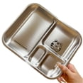 thumbnail image 1 of Bgsha Food Plate Plate Plates Divided Steel Tray Stainless Food Dinner Trays Compartment Kids Portion Lunch Section Control Serving, 1 of 10