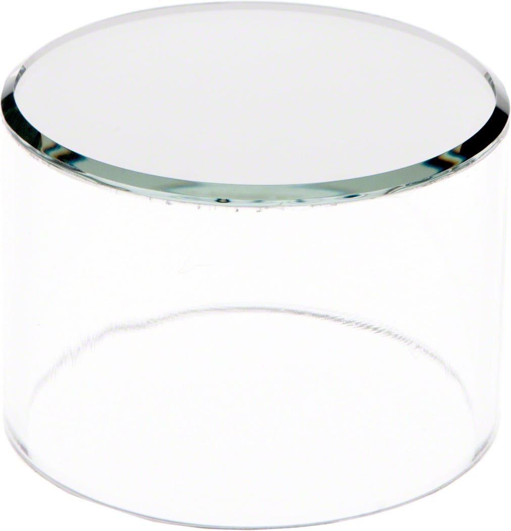 Plymor Clear Acrylic Cylinder Display Riser with Mirror Top, 2" H x 3 ...