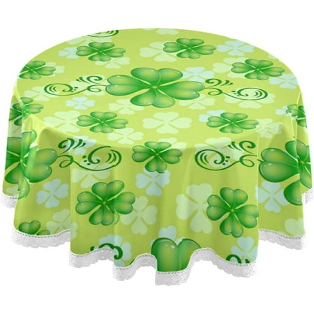 

Hidove St.Patrick s Day Round Tablecloth St. Patrick s Day Pretty Clover Round Table Cloth Water Resistant Spill Proof Large Table Cover for Family Gathering Dinner Hotel BBQ 60 in