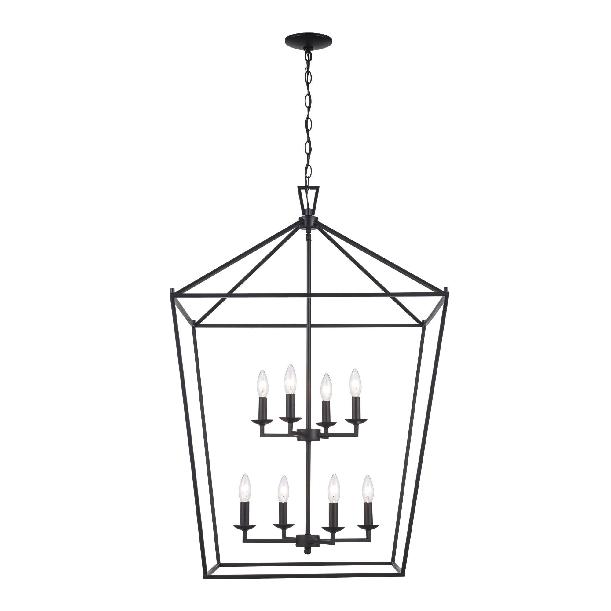 Trans Globe Lighting 10265 BK/AG Lacey 8 Light 26" Wide Taper Candle Lantern Chandelier -