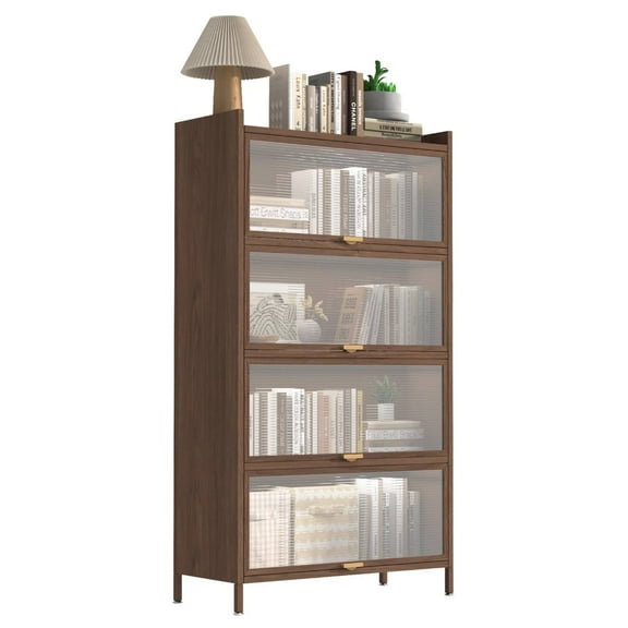 OCHAPA 57'' Metal Cabinet with 4 Flip Doors, Modern Tall Bookcase for Bedroom, Living Room, Office