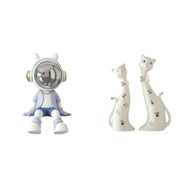 Estatua de pareja de gatos nórdicos, figura decorativa para estantería, entrada, sala de estar, comedor, repisa de chimenea, mesa, decorac