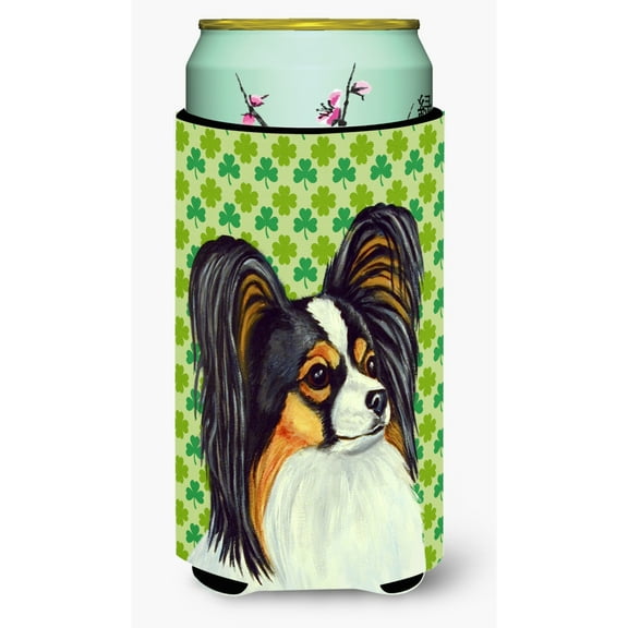 Papillon St. Patricks Day Shamrock Portrait Tall Boy Hugger