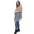 thumbnail image 3 of Women's Plus Size Bohemian Open Front Crochet Bikini Cover Up Sleeveless Draped Shawl Kimono Vest, Grey, Large/X-Large, 3 of 5