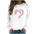 thumbnail image 3 of Jinhomg Fight Cancer Awareness T-Shirt for Women Novelty Pink Ribbon Heart Graphic Tops Fall Lightweight Long Sleeve Drop Shoulder Tees Dressy Casual Holiday Blouse Holiday Deal White M, 3 of 5