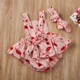 thumbnail image 3 of Newborn Baby Girls Clothes Ruffle Print Romper Jumpsuit Headband 2pcs Outfits 0-24M, 3 of 4