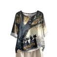 thumbnail image 6 of Godom Halloween T Shirts for Women Oversized Shirt Ghost Graphic Button Casual Short Sleeve Tees, 6 of 7