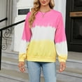 thumbnail image 7 of gbyLJF Women's Oversized Crew Neck Tie Dye Sweatshirts with No Hood Plus Size Casual Color Block Pullover Tops Pink XXL, 7 of 7