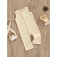 thumbnail image 3 of Chollius Infant Baby Girls Boys Summer Waffle Romper Solid Color Round Neck Sleeveless Button-down Jumpsuit, 3 of 8