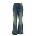 thumbnail image 5 of Fjofpr Clearance Sale Deal Womens Jeans Flare Legs Clearance Women New Fashionable Casual Solid Color High Waistband Pocket Comfortable Slim Micro Flared Denim Pants, 5 of 7