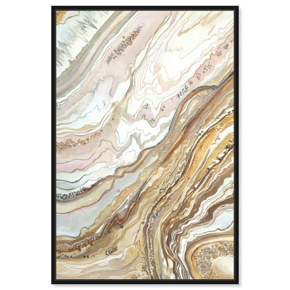 Royal Gold Geode Mineral, Agate & Geode Wall Art Canvas Wall Art by Art Remedy, Black Floater Frame, 11" x 16"