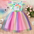 thumbnail image 4 of URMAGIC Toddler Baby Girls Tutu Dresses Rainbow Unicorn Casual Sleeveless Dress for Party Tulle Skirt for Little Girl 18M-6T, 4 of 12