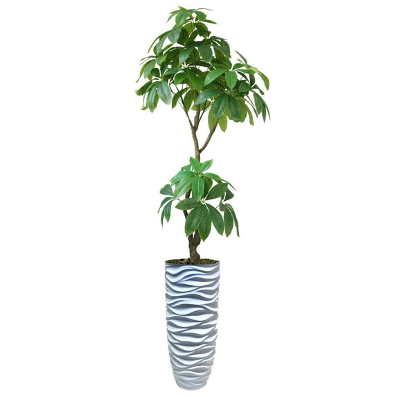 Vintage Home Artificial Faux Real Touch 94" Tall Pachira Aquatica Real Touch And Resin Planter