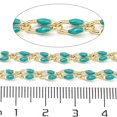 thumbnail image 3 of Ion Plating(IP) Brass Chains Cable Chains with Enamel Real 18K Gold Plated Soldered with Spool Flat Oval Turquoise 8.5x4x2mm 32.81 Feet(10m)/Roll, 3 of 3