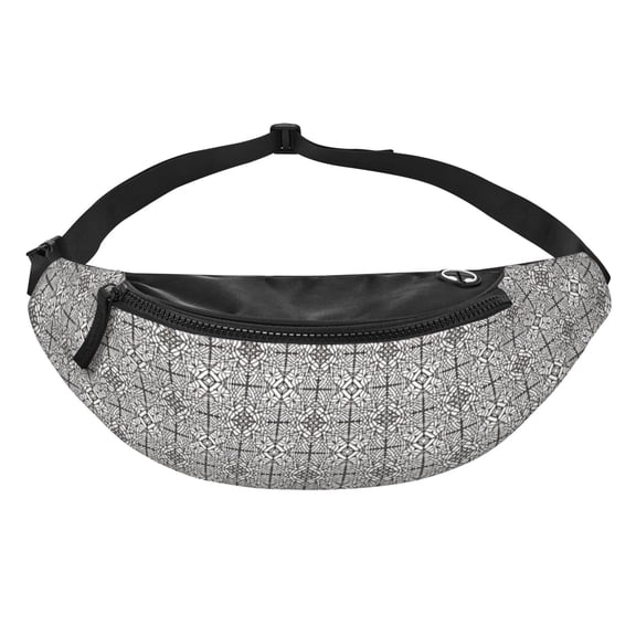 Men Women White Black Psychedelic Kaleidoscope Fanny Pack Crossbody Waist Belt Bag Easy Carry Any Phone Wallet