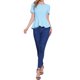 thumbnail image 2 of INSPIRAR CHIC Blusa de Peplum para Mujer de Manga Corta con Cuello Redondo Primavera Verano Estiramiento S Azul Claro, 2 of 6