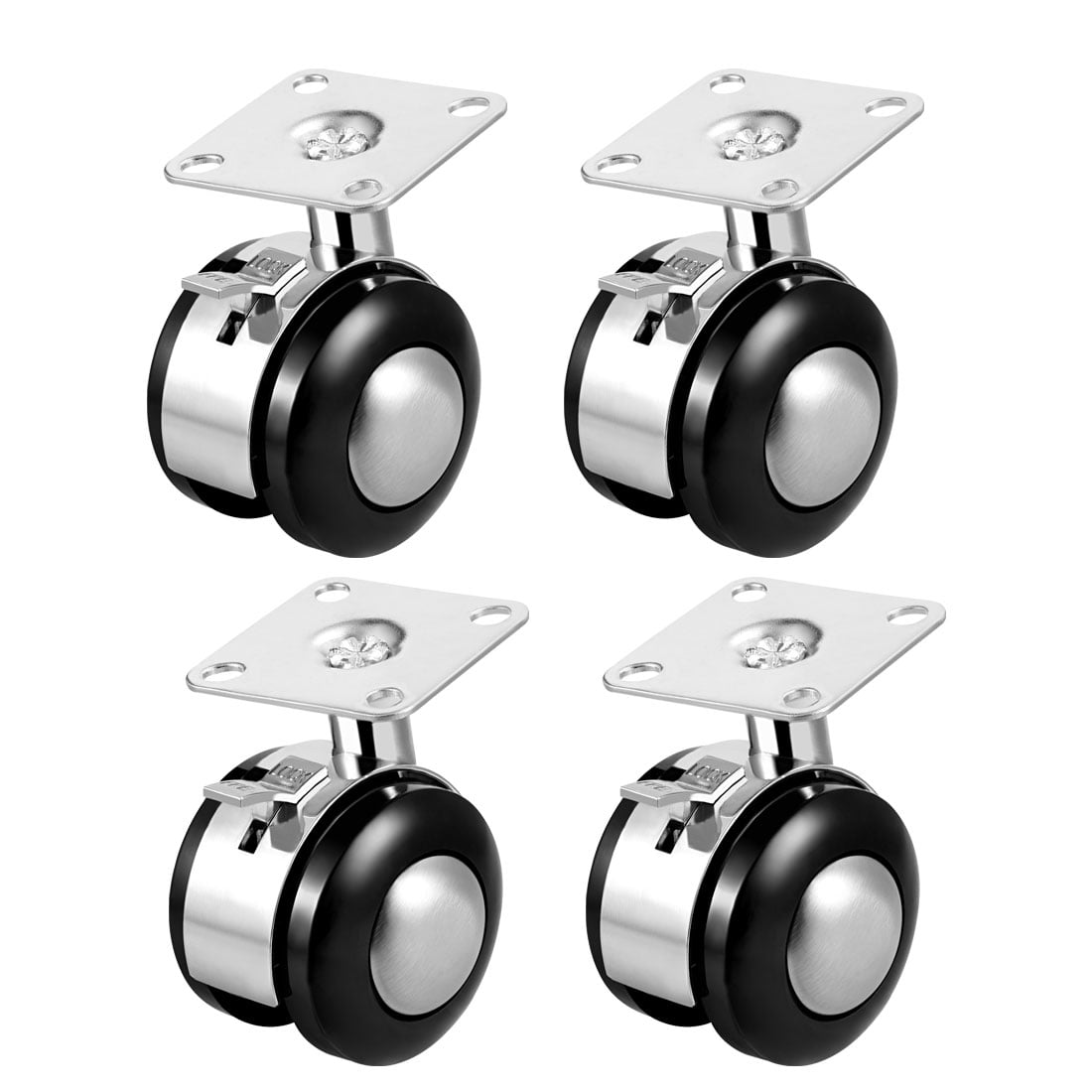 Office Chair Casters 2 Inch Twin Wheel with Brake Plate Swivel Caster