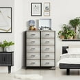 thumbnail image 6 of Sorbus Dresser with 10 Faux Wood Drawers - Storage Unit Organizer Chest for Clothes - Bedroom, Hallway, Living Room, Closet, & Dorm Furniture - Steel Frame, Wood Top, & Easy Pull Polyester Fabric Bins, 6 of 8