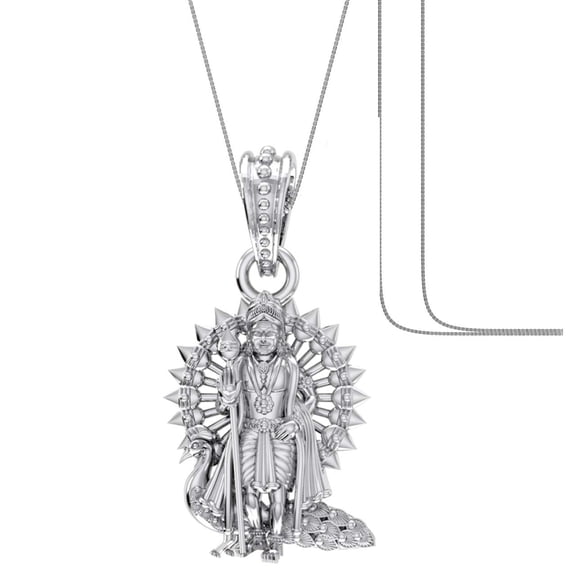 Sterling Silver (92.5% purity) God Kartikeya Chain Pendant (Pendant with Chain) for Men & Women Pure Silver Lord Kartikeya C INCLUDING Silver Chain