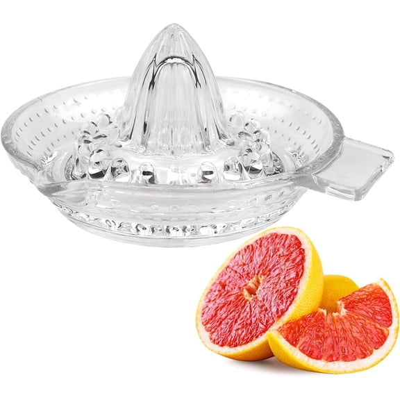 ABPETE  Lemon Squeezer Fruit Hand Squeezer Manual Juicer Dishwasher Safe, Heavyweight Glass, 6.1x2.5Inch, Clear
