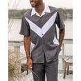 thumbnail image 3 of Nueva camiseta de moda de verano + pantalón, 2 piezas, camiseta + pantalón, moda para hombre, estilo Harajuku, retro, rayas verticales y horizontales, camisetas para hombre, 3 of 5