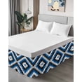 thumbnail image 4 of Aztec Southwest Bed Skirt King Size 16 Inch Drop, Vintage Abstract Blue Black Geometric Rustic Wrap Around Dust Ruffle Bedskirts, Wrinkle & Fade Resistant Easy Fit Bedskirt with Adjustable Elastic, 4 of 8