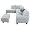 thumbnail image 6 of Ainehome Furniture Living Room Sets, Linen Fabric Sectional Sofa with Storage Ottoman & Toss Pillows, 6 of 9