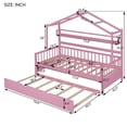 thumbnail image 2 of Yoneston Twin Size House Bed with Trundle, Kids Wooden Bed Frame with Space-saving Shelf, Pink, 2 of 9