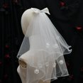 thumbnail image 1 of Accesorios para el cabello luminosos con velo de lazo, tocado de boda con luz de doble capa, accesorios de fotografía de viaje con perlas para niños y novias, 1 of 4