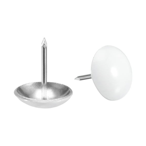 Uxcell 25Pack 19mmx22mm Round Head Decorative Upholstery Tacks Furniture Nails, White