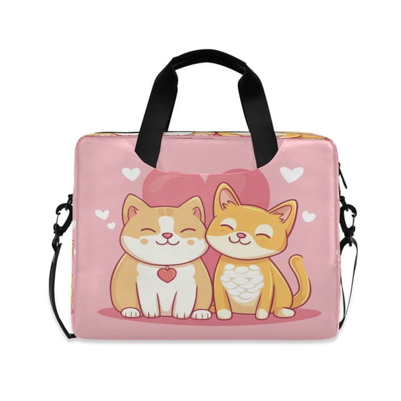16" Laptop Tote Bag Laptop Sleeve Case Computer Briefcase for Work & Travel Yellow Cat and Dog