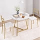 thumbnail image 2 of Round dining mesa set para 2: kitchen mesa con 2 forrado sillas, 3-piece circle dining mesa set para kitchen, apartment small spaces - marble blanca, 2 of 6